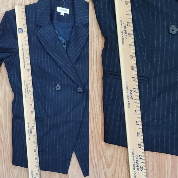 NWT Crippen size S wool alpaca blend long sleeve striped 2 buttons blazer navy - Picture 10 of 11
